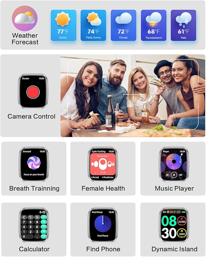 Smart Watches for Women, 1.75" Bluetooth Call, AI Voice Smartwatch, 24/7 Heart Rate Monitor, Blood Pressure/SpO2/Sleep Tracker, IP68 Waterproof, 100+ Sports Fitness Tracker for Android iOS Grey