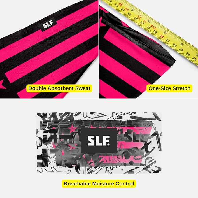 SLEEFS Sweat Bands Headbands Men & Women - Cooling Sports Mens Headband for Running, Football, Basketball, Cycling, Workout - Sweat Moisture Wicking Head Band Stretch Fit, Non-Slip Design - One Size