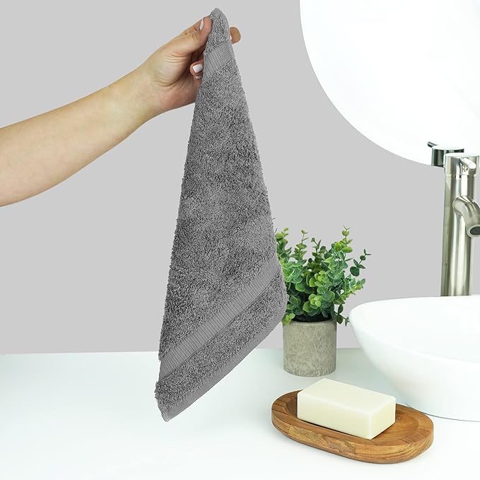 Chakir Turkish Linens | Hotel & Spa Quality 100% Cotton Premium Turkish Towels | Soft & Absorbent (12-Piece Washcloths, Gray)