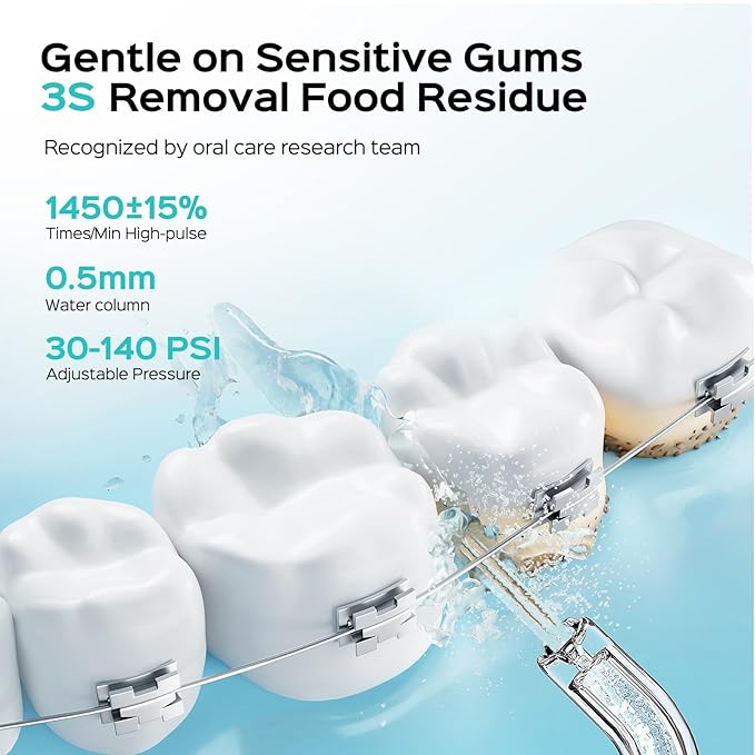 COSLUS Mini Water Flosser for Travel: Portable Compact Design, Cordless Oral Irrigator with 4 Modes, Removable Tank, IPX7 Waterproof for Braces, Orthodontic, Sensitive Teeth On-The-Go Use, Black, T40