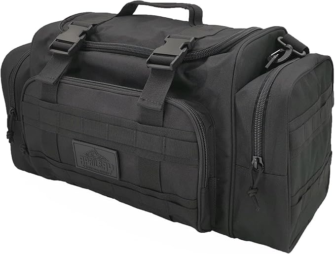 Duffel Bag – Heavy Duty Tactical Gym Bag for Men, Splashwater-Proof Weekender Travel Bag for Basketball, Football, Soccer, Hiking, and Hunting (Black)