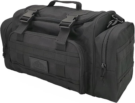 Duffel Bag – Heavy Duty Tactical Gym Bag for Men, Splashwater-Proof Weekender Travel Bag for Basketball, Football, Soccer, Hiking, and Hunting (Black)