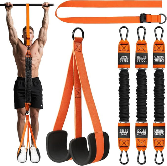Pull Up Assistance Bands, Adjustable Heavy Duty Resistance Band for Pull Up Bar, Pull Up Assist Bands with Feet Rest for Strength Training, Home Fitness Workout Equipment, Height Adjustable