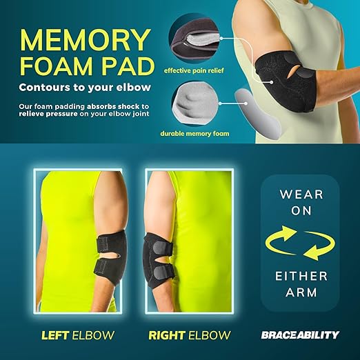 BraceAbility Bursitis Elbow Pad Brace | Compression Arm Sleeve Wrap with Padded Soft Support Cushion for Olecranon Joint Pain, Bursa Protection, Arthritis & Tendonitis Relief (L/XL)
