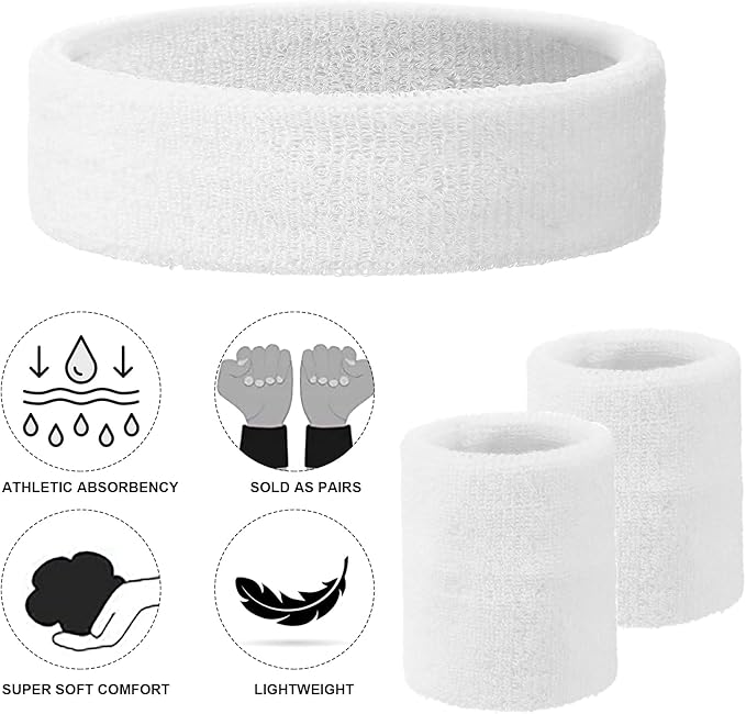 48 Pcs Football Sweatbands Bulk for Men Women Striped Sweatband Set, Include 16 Headband and 32 Wristbands Sports Neon Accessories for 80's Costume Party Athletic Gym