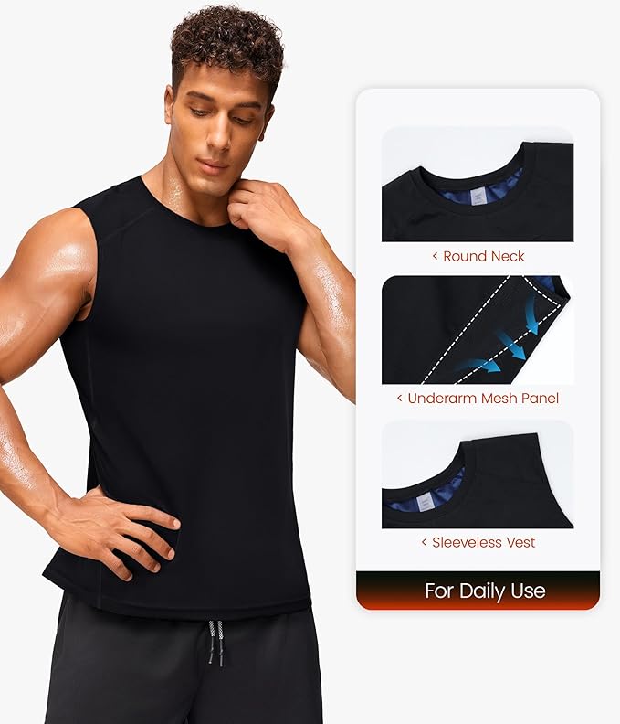 Junlan Sauna Suit for Men - Sleeveless Sauna Shirt Sweat Vest for Gym Workout