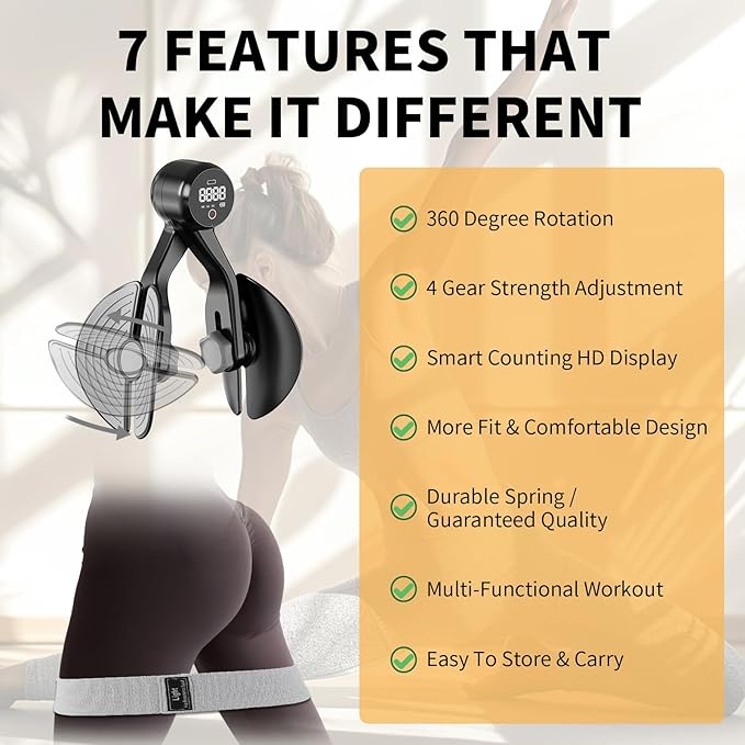 Thigh Trainer, Inner Thigh Toner Exercise Equipment for Women, Kegel Exerciser, Pelvic Floor Muscle Trainer for Home Workout with Resistance Band