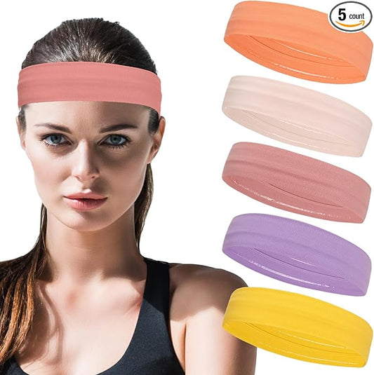 Workout Headbands Non Slip Headband Sport Headbands Sweatbands Elastic Sport Hair Bands for Sports Travel Indoor Fitness Gym