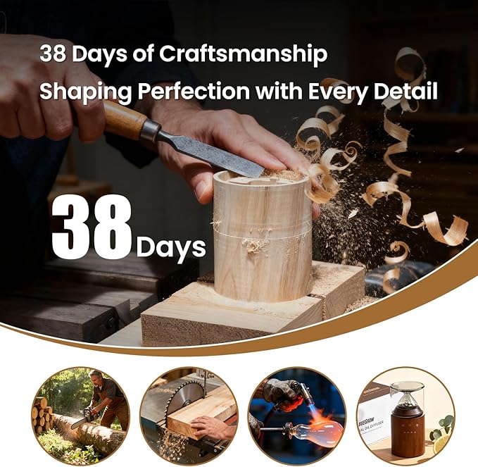 Waterless Essential Oil Nebulizing Portable Wireless Diffuser, Premium Glass and Solid Wood Aroma Diffuser for Home Office Bedroom Car, Elegant Gift Packaging with Essential Oil 10ml (Lemon)