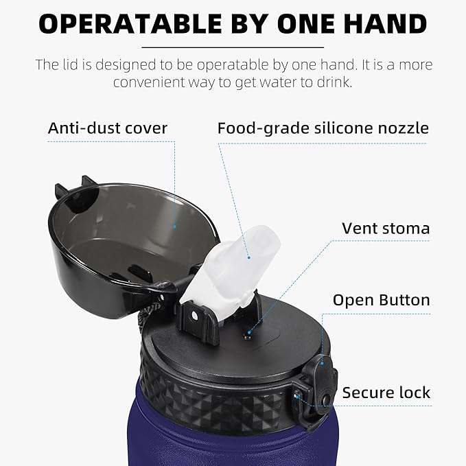 Fanhaw 32 Oz Stainless Steel Insulated Sports Water Bottles with Straw for Kids, Men and Women (Purple Green)