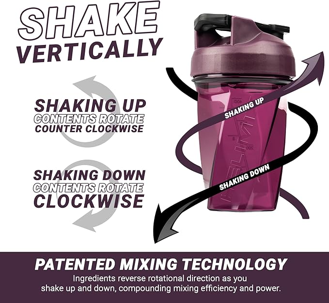 HELIMIX 1.5 Vortex Blender Shaker Bottle Holds upto 28oz | No Blending Ball or Whisk | USA Made | Portable Pre Workout Whey Protein Drink Shaker Cup | Mixes Cocktails Smoothies Shakes | Top Rack Safe