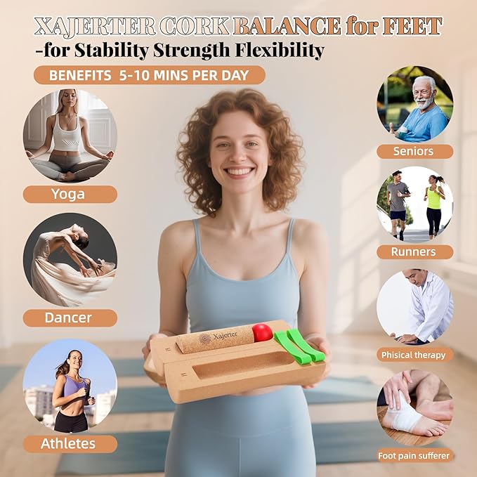 Cork Balance Board Trainer | Foot Ankle Pain Relief & Balance Stability | for Plantar Fasciitis & Foot Arch and Heel Pain & Achilles Tendinitis | Foot Ankle Strengthener Exerciser