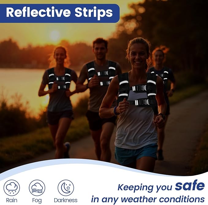 Zikopomi Weighted Vest Woman Man, 6lb/8lb/12lb/16lb/20lb/25lb/30lb Weight Vest with Reflective Stripes for Workout, Strength Training, Running, Fitness, Muscle Building, Weight Loss, Rucking Vest