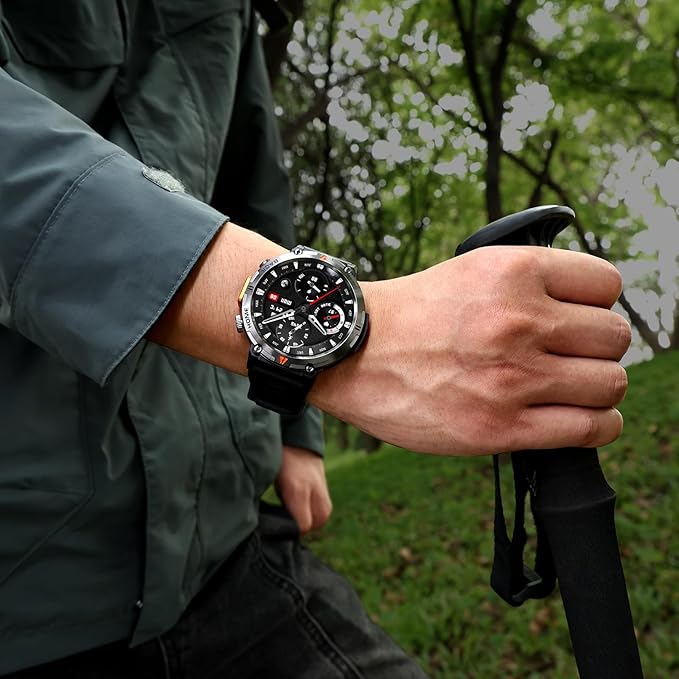 Military Smart Watches for Men Built-in GPS 3ATM Waterproof with Call/LED Flashlight, 1.45" Rugged Tactical Smartwatch with Compass, Fitness Tracker with HR/SPO2/Sleep Monitor for iPhone Android