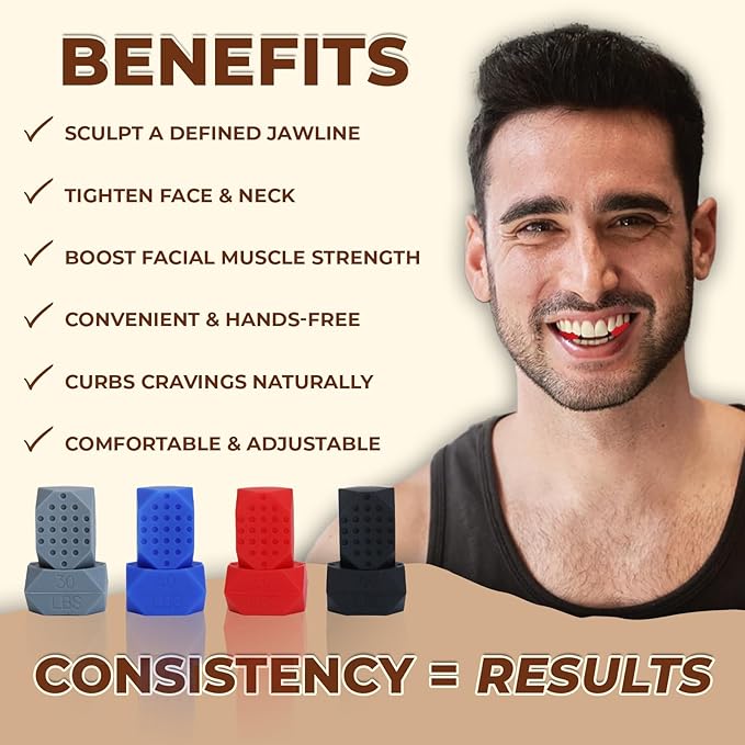 Inhale Jaw Exerciser - Jaw Strength and Shaping Trainer - 4 Levels of Resistance - Silicone Jaw Toner - Double Chin Reducer - Jawline Shaper and Neck Exerciser