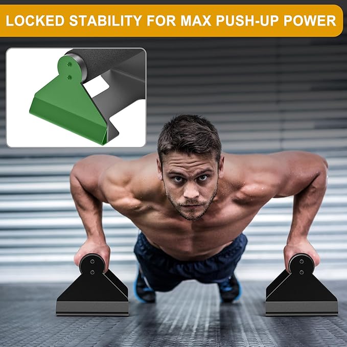 Kipika Push Up Bars, Pushup Stands, Ergonomic Wooden Handles, Anti-slip Rubber Base Pads, Parallettes Bars for Strength Training Equipment & Calisthenics, Perfect for Floor Workout Exercise