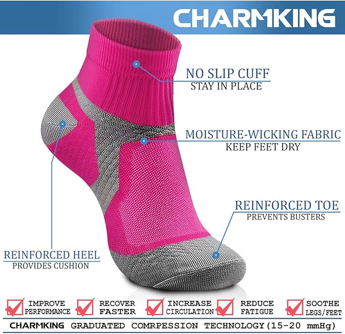 CHARMKING Compression Socks for Women & Men Circulation 15-20 mmHg is Best for Athletic Running Cycling Nurse Daily Wear