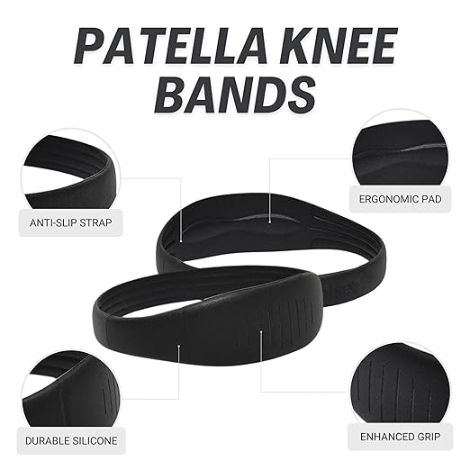 COOLSET Patella Band Knee Strap - 2 Pack Patellar Tendon Support Strap for Knee Pain Relief - Non-Slip Knee Brace for Jumper’s Knee, Tendonitis, Basketball, Running - Men, Women, Youth w/ Travel Bag (Black)