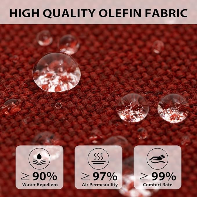 Sundale Outdoor Olefin Bench Cushion， Water-Resistant Patio Couch Cushion, Loveseat Sofa Pad with Straps Red, 59 x 18 x 4 Inches