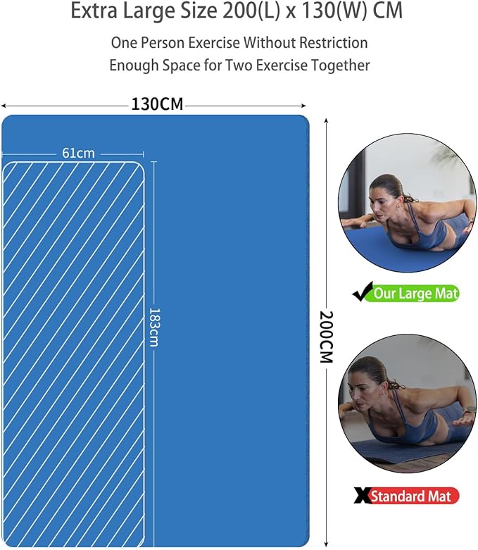 Large Yoga Mat 78"x 51" 20mm/15mm/10mm Thick Workout Mats for Home Gym, Extra Wide Workout for Women Men Gym Flooring Exercises