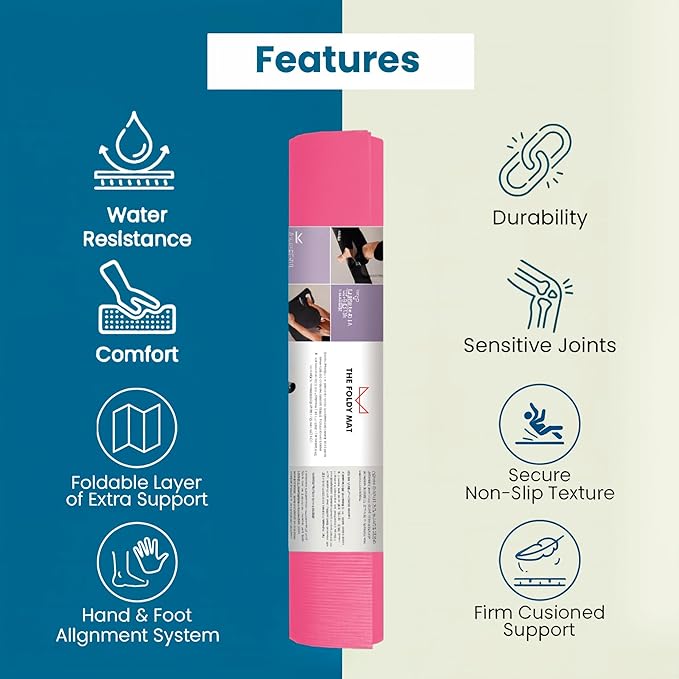 Foldable Yoga Mat Thick, in 6 Combinations; Greater Support and Protection for Joints, Body Alignment System, and Sections for Hands and Feet. Non-slip texture and water-resistant