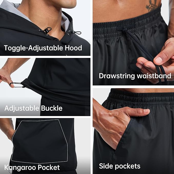 HOTSUIT Sauna Shirt for Men Anti-Rip Men's Heat Trapping Pullover Vest Hoodies Tank Top for Boxing Exercise