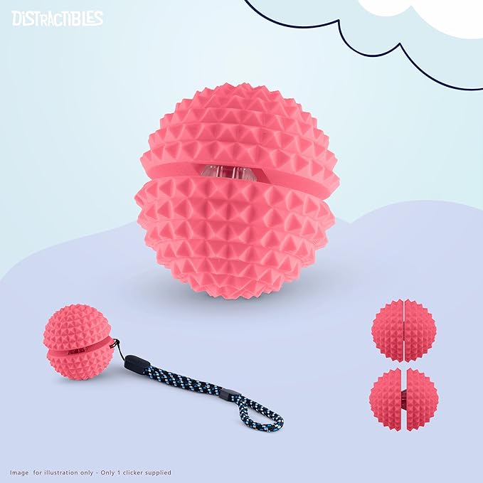 Round Spiked Sensory Fidget Clicker, Tactile Stimming Device with Mechanical Clicky Switches, Lanyard Attachment, Ideal for Pain Stim, ADHD, Autism & Stress Relief (Pink, Medium)