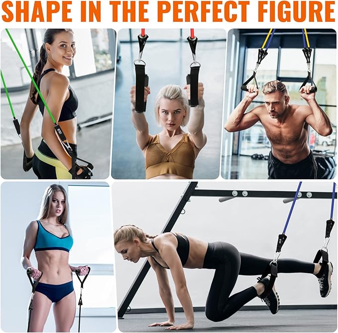 Aihoye Resistance Bands for Working Out, Exercise Bands with Handles, Stretch Bands for Exercise, Workout Bands with Door Anchors for Physical Therapy & Strength Training