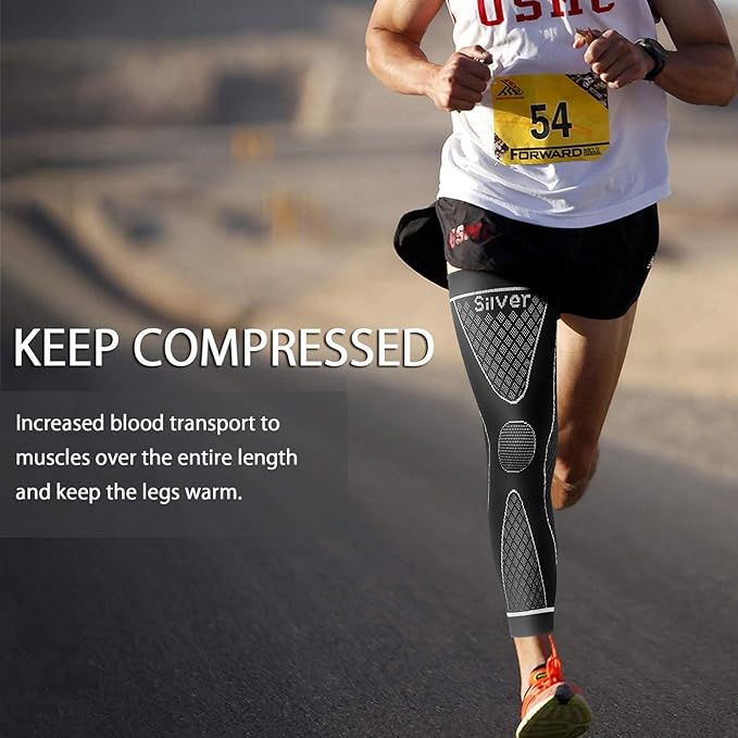 Full Leg Sleeves Long Compression Leg Sleeve Knee Sleeves Protect Leg, for Man Women Basketball, Arthritis Cycling Sport