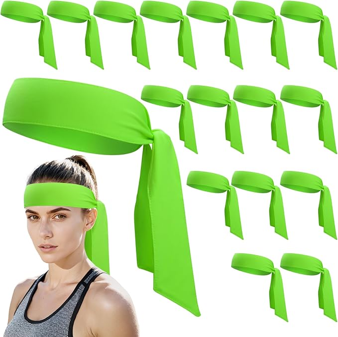 ONUPGO 18Pcs Head Ties for Men Women, Adjustable Headbands Sports Sweatband Ninja Ties Head Band, Sweat Wicking Workout Headband for Sports, Running, Tennis, Yoga, Soccer, Karate