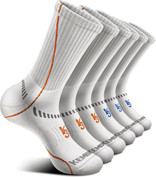 BULLIANT Compression Socks for Men 6Pairs, Athletic Crew Socks Cushioned For Men Sports Running-Arch Support
