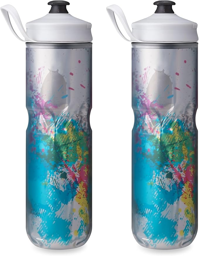 HydraPak | Polar Bottle - Polar Sport Insulated Water Bottle 2-Pack - BPA-Free, Sport & Bike Squeeze Bottle with Handle (Splash Multi, 700ml / 24oz)