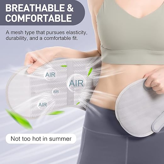 Breathable Back Brace for Women & Men - Comfortable Lower Back Pain Relief & Posture Corrector Support Belt to Relieve Pain and Improve Posture（Gray,XXX-Large）