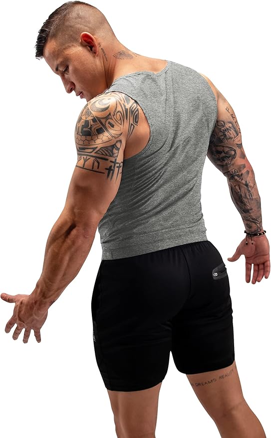 FUXERT Men's Sauna Vest Workout Sweat Tank Top Waist Trainer for Men Compression Sweat Enhancing Vest