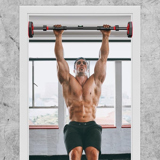 NUOBESTY Pull up Bar, 25.5'' - 39.3'' Adjustable Pull up Bar Doorway with Locking Mechanism Strength Training Workout Equipment for Fitness, Upper Body Workout, Home Gym Accessories, Max Load 440lbs