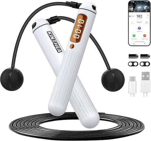 KINTHEA 2 in 1 Smart Jump Rope, APP Control & Data Record, Cordless Jumping Rope with Counter for Women, Men, All Age, Adjustable Skipping Rope for Cardio Fitness in Limited Home Space & Outdoor