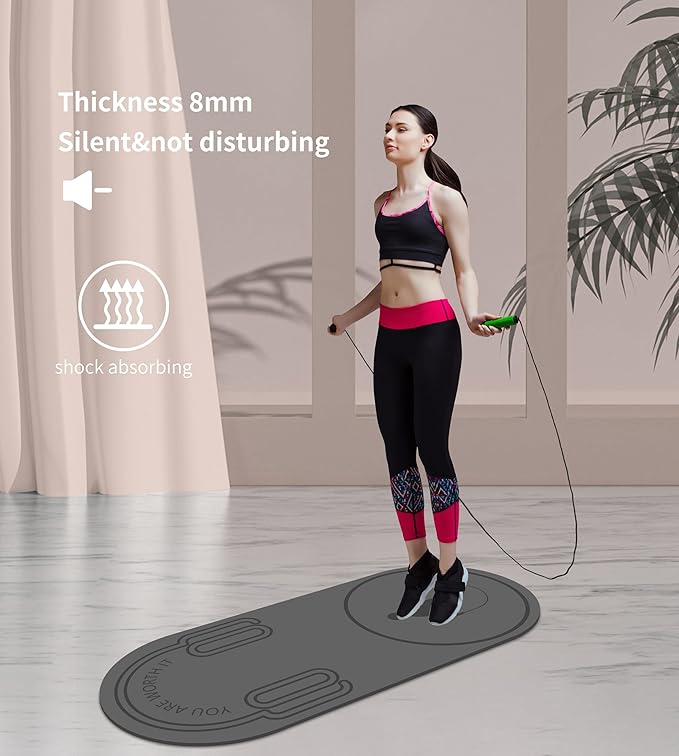Non-Slip Jump Rope Mat Shock Absorption Rope Skipping Mat for Adults & Children Home Indoor Workout Exercise Mat