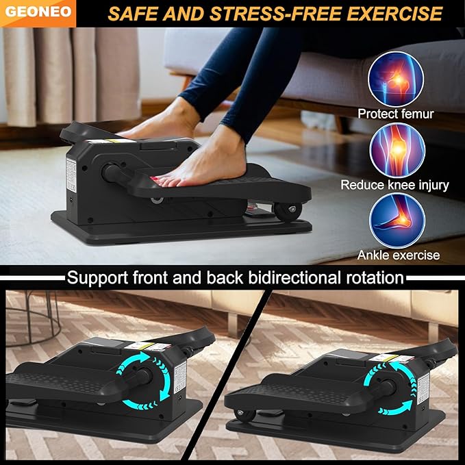 Under Desk Elliptical Machine, Electric Ellipse Leg Exerciser for Senior, Quiet & Portable Seated Pedal Exerciser with Remote Control, Manual & Auto Mode, 12 Adjustable Speeds