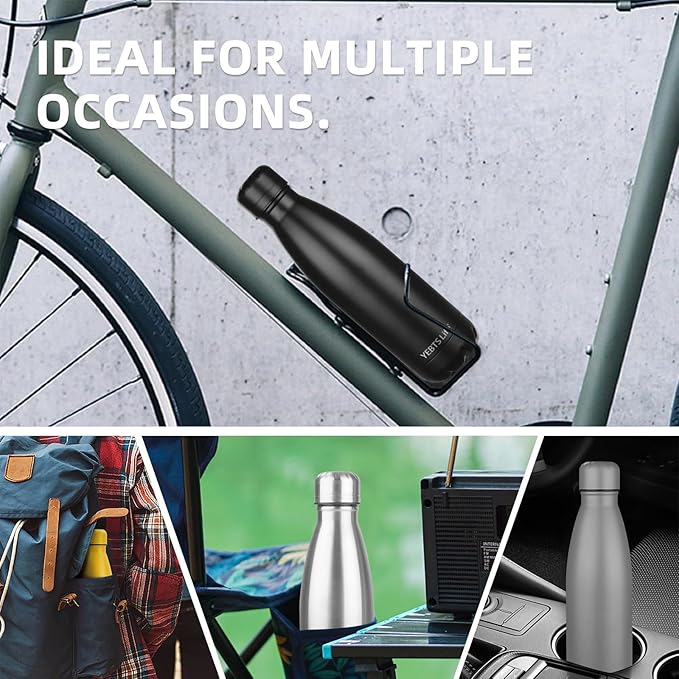 Insulated Water Bottle, 2 Pack-17oz Stainless Steel Water Bottles with straw lid, Metal Sports Water Bottles for Boys,Girls, Double Wall Vacuum BPA-Free Flask for School, Sports(Black-Sliver)