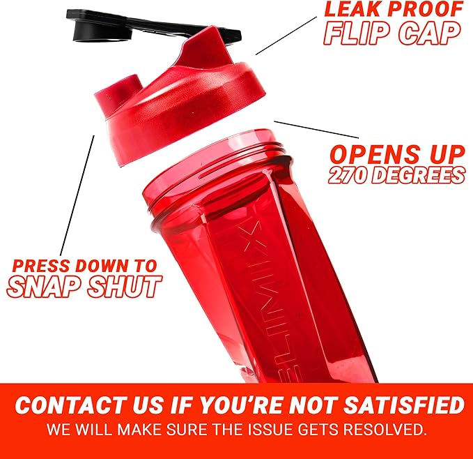 HELIMIX 2.0 Vortex Blender Shaker Bottle Holds upto 28oz | No Blending Ball or Whisk | USA Made | Portable Pre Workout Whey Protein Drink Shaker Cup | Mixes Cocktails Smoothies Shakes | Top Rack Safe