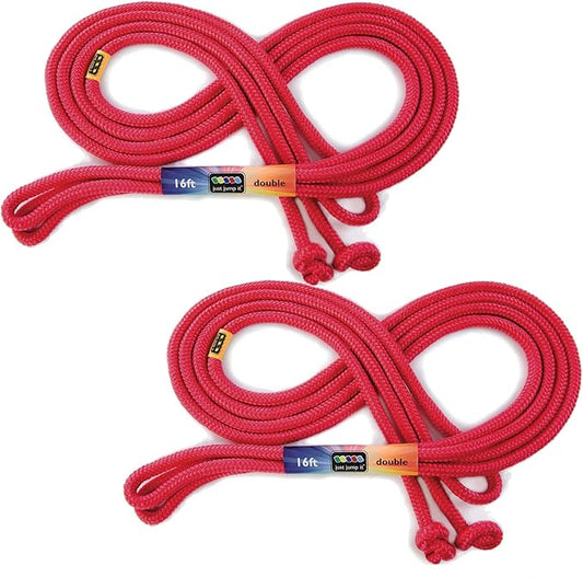 Just Jump It 16' Foot Jump Rope 2 Pack - Long Jump Ropes for Double Dutch - Outdoor Jump Ropes for Kids and Adults to Play Family Games & Exercise