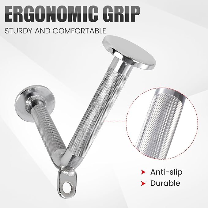 V-Shaped Bar Straight Rotating Bar Curl LAT Pull Down Bar D Handle Double D Row Handle LAT Pulldown Attachments Cable Machine Attachment for Home Gym