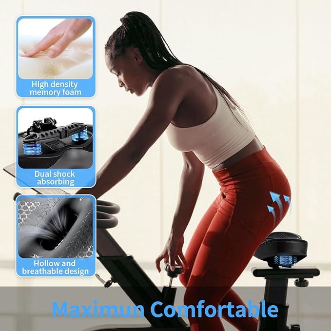 Bicycle Seat Oversized Comfort Wide Bike Seat Cushion, Bike Accessories for Women Men - Fit for Peloton Excersize Bicycle, Stationary Bike,Cruiser Bicycle