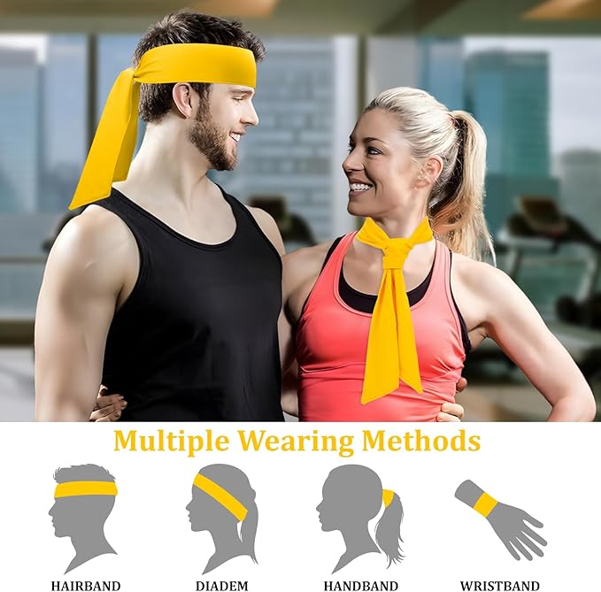 ONUPGO 18Pcs Head Ties for Men Women, Adjustable Headbands Sports Sweatband Ninja Ties Head Band, Sweat Wicking Workout Headband for Sports, Running, Tennis, Yoga, Soccer, Karate