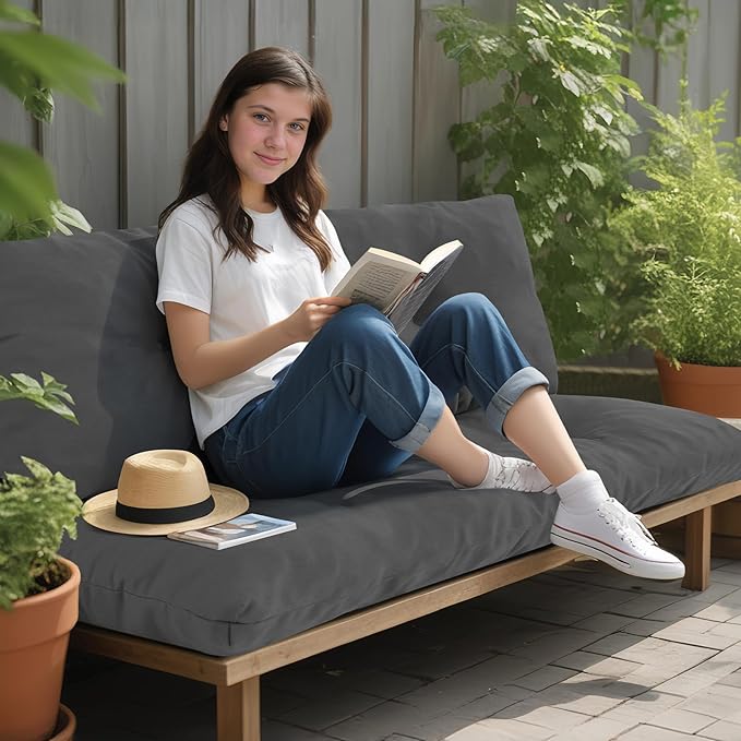 Outdoor Bench Cushion Waterproof, Tufted Bench Seat Cushion 40 x 15 Inch, Patio Wicker Indoor Seat Pads for Outside Garden Patio Balcony