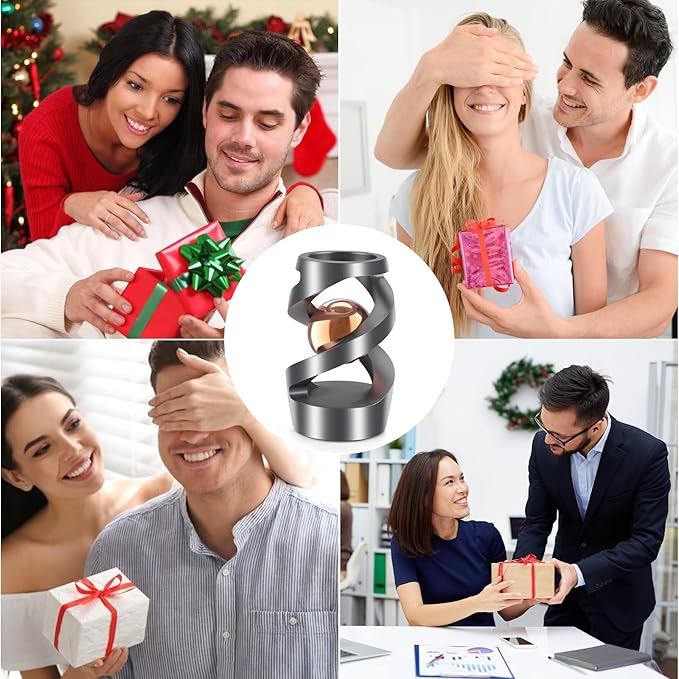 Upgraded Fidget Toys Adult, Kinetic Spinning Desk Toys, Kinetic Optical Illusion Toys, Kinetic Desk Fidget Spinner Toys, Cool Gadget Relieve Stress Anxiety Fidget Toys for Office for Adult(Rose Gold)