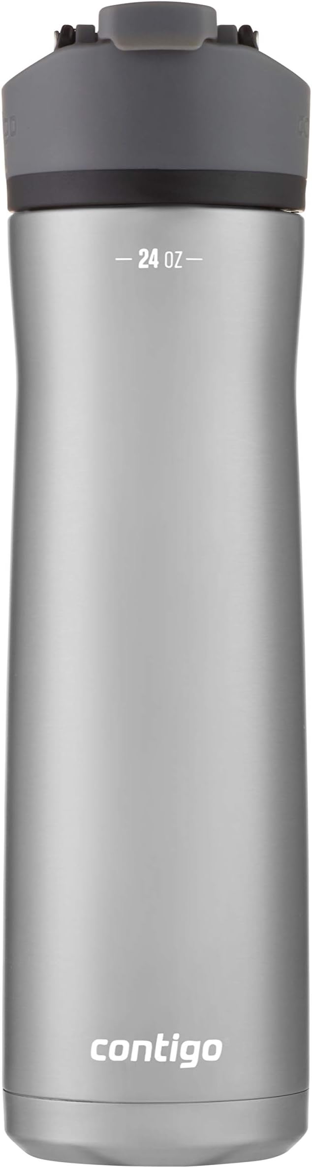 Contigo Cortland Chill 2.0 Vacuum-Insulated Stainless Steel Water Bottle, Spill-Proof Sip Technology, Interchangeable Lid, 24oz, Steel/Licorice, Perfect for Fitness Travel Everyday Use