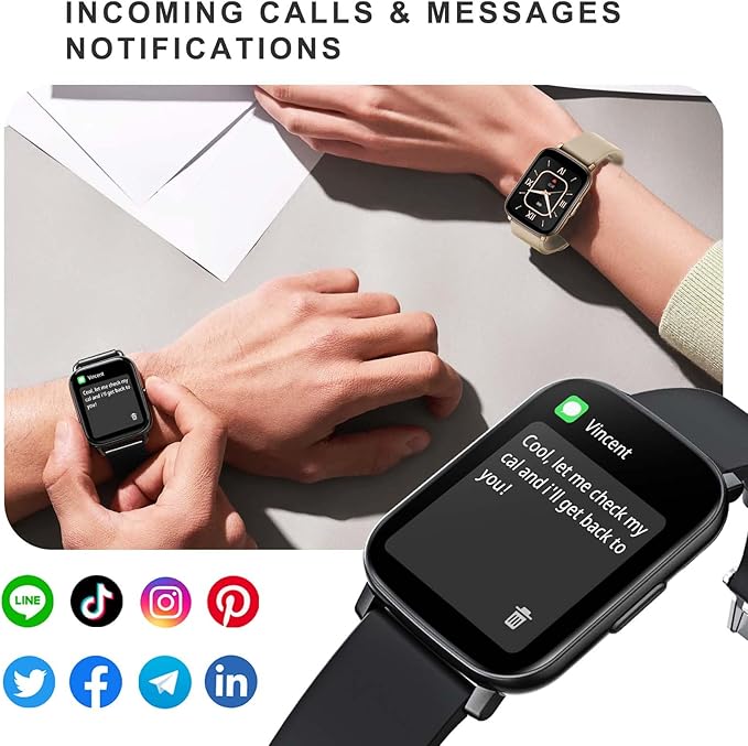 Smart Watches for Men Women, 1.65" Fitness Watch with Calories/Step Counter, 24/7 Heart Rate/BP/Sleep Tracker, Activity & Fitness Tracker with 24 Sport Modes, IP68 Smart Watch for Android iPhone