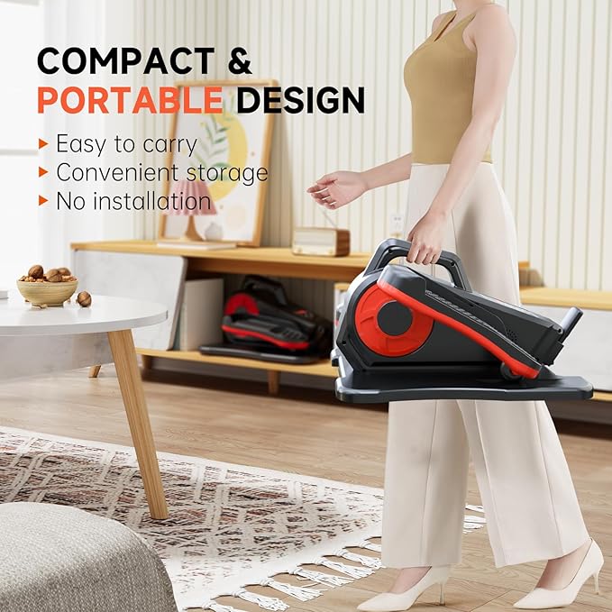 Elliptical Exercise Machine, Electric Ellipse Leg Exerciser as Seen on TV for Seniors with Remote Control & 12 Adjustable Speeds, Quiet & Portable Under Desk Pedal Exerciser for Home Office
