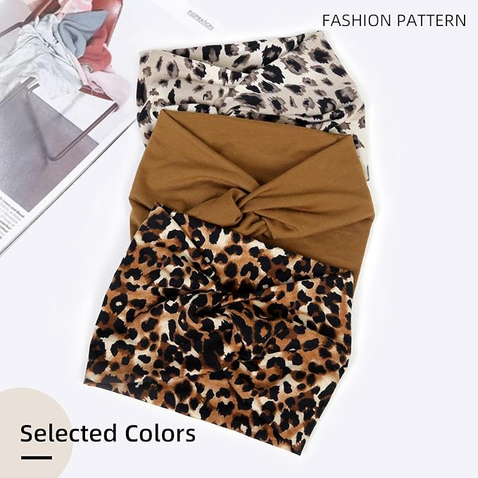 AKTVSHOW 7'' Wide Headbands for Women, 10 Pack Large Boho Turban Headband Fashion Non Slip Hairbands Thick Head Wraps Yoga Workout Hair Accessories